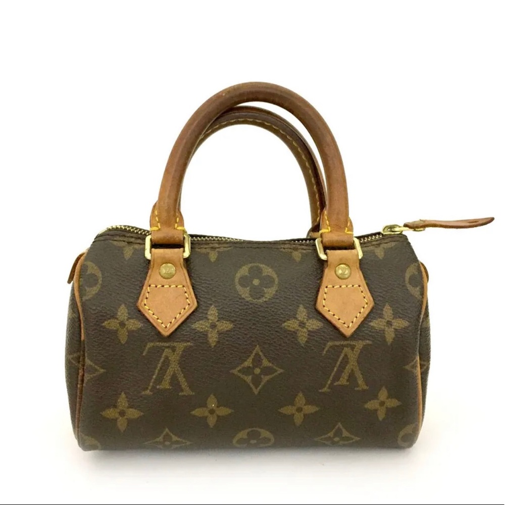 LOUIS VUITTON Mini Speedy Hand Bag Monogram Leather Brown France M41534 34MU053
